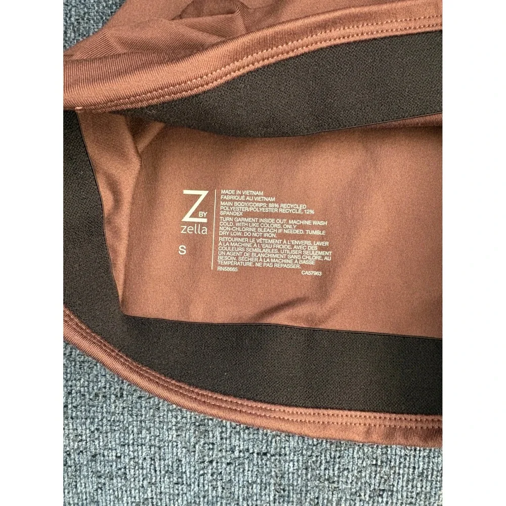 Zella Racerback Cropped Sports Bra Brown Athletic Workout Yoga Size S - Picture 4 of 4